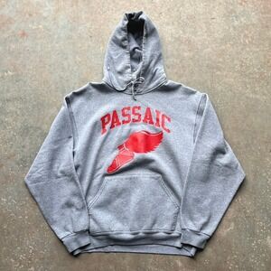 VTG Passaic XC Gray Hoodie Athletic Shoe Wing Graphic Pullover Men's Size Large